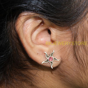 Pendientes de Plata de Ley 925 con Forma de Estrella Radiante, con Granate Natural, Hechos a Mano, Estilo Vintage, Joyería para Mujer, Piedra de Nacimiento de Enero - Product Image 6