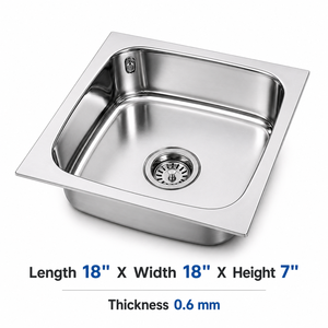 Évier de cuisine carré en acier inoxydable à cuve unique à encastrer avec garantie de 5 ans, design moderne pour usage intérieur - Product Image 5