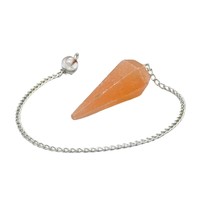 Pendentif en cristal de sélénite orange de qualité supérieure, forme conique à 6 facettes, poli et sculpté, pour la guérison énergétique et le Feng Shui – Meilleures ventes