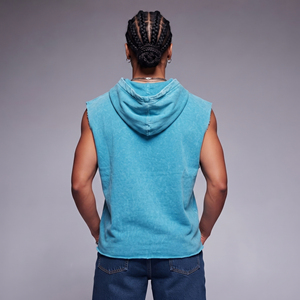 Chaleco Deportivo con Capucha sin Mangas para Mujer, Estampado Acid Wash, 100% Algodón Poliéster, Talla Grande - Product Image 2