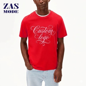 Camiseta al por mayor de cuello redondo, informal, transpirable, de manga corta, de algodón peinado liso, unisex, con impresión personalizada - Product Image 1