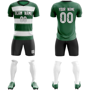 Conjunto de Uniforme de Fútbol Personalizado para Hombre, Negro con Rayas Amarillas, Sublimado, Transpirable, de Secado Rápido, para Entrenamiento de Equipo - Product Image 3