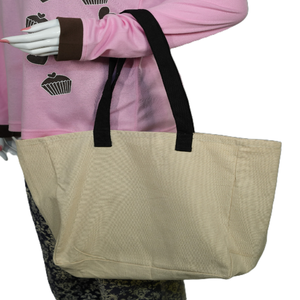 Bolsa de Mano Grande de Lona de Algodón Orgánico al por Mayor, Bolsa de Compras Reutilizable con Cremallera, Impresión de Logotipo Personalizable, Serigrafía Reciclable - Product Image 3