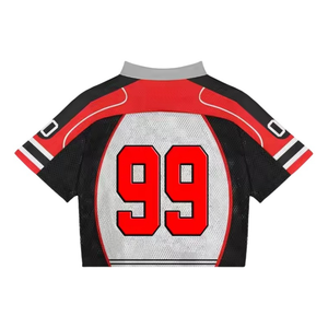 Wholesale Custom Logo Mesh Streetwear Soccer Jersey Sublimation Sport Tee <b>Shirt</b> Men Cropped Mesh Football <b>Shirt</b> Boxy T <b>Shirt</b> - Product Image 2