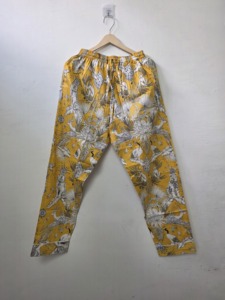 Pantalones Cargo de Otoño para Mujer, 100% Algodón Ecológico, Estampado a Mano, Motivo Floral Artesanal, Cintura Media, Largos, Casuales - Product Image 6