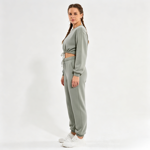 Ensemble de survêtement deux pièces pour femmes, logo personnalisé, pantalons de jogging, marque privée, fabricant et fournisseur de vêtements de sport en gros - Product Image 6