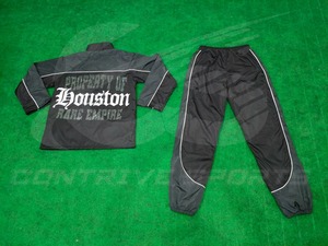 Ensemble survêtement en nylon personnalisé avec veste zippée et pantalon, léger et décontracté, coupe-vent pour homme - Product Image 3