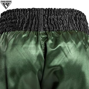 Nouveauté - Short de boxe en satin vert léger et sophistiqué avec taille élastique confortable pour le Muay Thai - Product Image 6