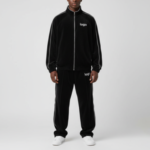 OEM/ODM Vêtements d'hiver chauds et respirants de luxe pour homme, grande taille, ensemble 2 pièces : sweat à capuche zippé et pantalon ample - Product Image 3