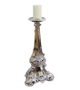 Premium Embossed Church <b>Candle</b> Stand Aluminum Nickel Plated / <b>Black</b> Antique Color Classical Royal Design <b>Candle</b> <b>Pillar</b> <b>Holder</b> - Product Image 1