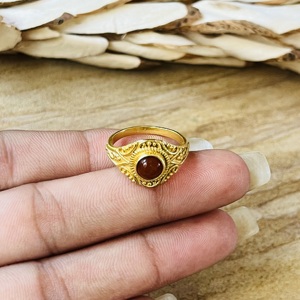New Arrival Carnelian <b>Ring</b> Boho Floral Brass Women’s Jewelry 18k Gold Plated Vintage <b>Dainty</b> <b>Ring</b> Statement Ornate Wholesale <b>Ring</b> - Product Image 2