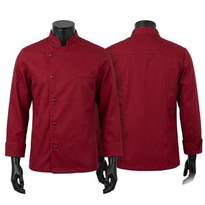 Uniforme de Chef Premium de Polialgodón de 240 GSM, Chaqueta Negra con Ribete en Contraste Morado, Logotipo Bordado Personalizado - Product Image 6