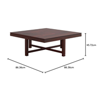 Table basse carrée Smart Art en bois sculpté avec 4 tabourets, décoration de salon, en teck, moderne, faite à la main, réglable