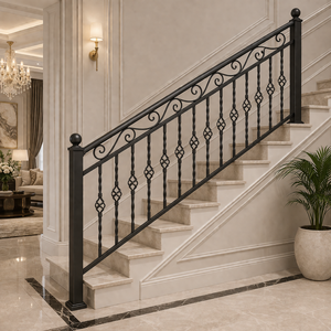 Rampe d'escalier et mains courantes sur mesure pour escaliers en fer forgé de qualité supérieure pour une décoration intérieure de luxe - Product Image 4