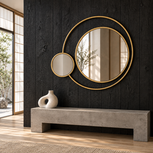 Espejo de Pared Circular Doble Dorado, Espejo Decorativo Moderno de Metal para Sala de Estar, Dormitorio, Entrada, Decoración de Pared de Lujo para el Hogar - Product Image 2