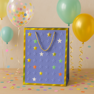 Custom Luxury Paper Gift <b>Bags</b> with Embossed Star Design Foil Stamping and Rope Handles for Boutiques Clothing Stores and Retail - Product Image 3
