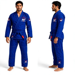 WI BJJ Kimono <b>Blue</b> 100% Cotton Durable Regular Fit Men's Martial Arts Wear Kit - Product Image 1