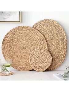 Tapis en jacinthe d'eau tissés à la main, écologiques, modernes, floraux, vintage, décoration de salle à manger, fabrication au Vietnam - Product Image 2