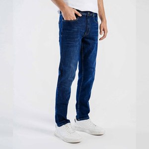 Men's Dark Blue Regular Fit Custom Made High Quality Streetwear Denim <b>Jeans</b> for Men's with High Quality Custom Embroidered logo - Product Image 5