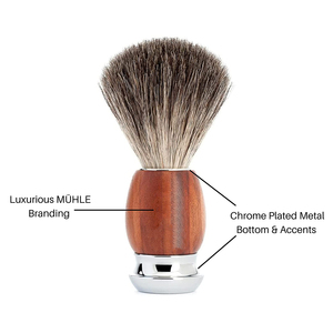 Pinceau de Rasage Professionnel OEM en Gros pour Barbiers, Manche en Bois, Poils Synthétiques, Base Métallique Chromée, pour Crème à Raser - Product Image 5