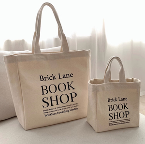 Sac fourre-tout en toile personnalisé Brick Lane Book Shop, noir et beige, avec impression de logo, pour le shopping et l'usage quotidien, sports et shopping LOGO - Product Image 3