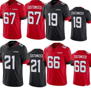 Maillot de football américain personnalisé en gros, manches courtes, rouge et noir, respirant, pour hommes, tenue d'équipe, maillot de sport - Product Image 1