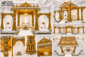 Premium Gold Carved Temple Style Wedding Mandap for USA Grand Tamilian Style Fiber Kalyana Mandapam For Destination weddings <b>UK</b> - Product Image 6