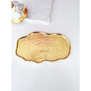 Bandeja de Lujo para Servir Alimentos, Diseño Elegante, Chapada en Oro de Alta Calidad, Forma Irregular, 2026, al Mejor Precio - Product Image 1