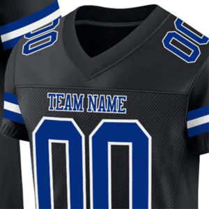 Jersey de Fútbol Americano Negro Personalizado, Uniforme de Equipo Sublimado, Cuello en V, Ropa Deportiva para Práctica y Juego - Product Image 4