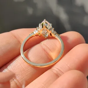 Arin Luxury Co Marquise Cut Diamond Silver Rhodium Plated Bypass <b>Ring</b> | <b>Unique</b> Open Curved Pave Halo <b>Engagement</b> Band | Certified - Product Image 4