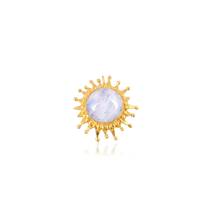 Natural Rainbow <b>Moonstone</b> Gold Plated Designer Brass <b>Pendant</b> For Women's - Product Image 1