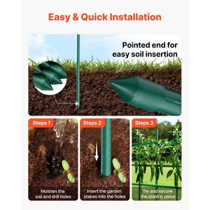 Pali per Pomodori in Metallo Rivestito in Plastica da 46,06 Pollici, Confezione da 50, Bastoncini da Giardino per Supporto Piante con Punta Appuntita, Accessori per Attrezzi da Giardino - Product Image 4