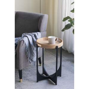 15x15x22 tavolino da salotto marrone con Base geometrica nera - Product Image 1