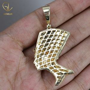 Offre Spéciale bijoux fins Moissanite diamant egypte 10K or jaune "reine Néfertiti" diamant pendentif à breloque pour hommes femmes - Product Image 3