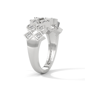 Anillo de Oro Blanco con Diamantes, Diseño Ovalado y Cuadrado, Joyería Nupcial para Mujer - Product Image 2