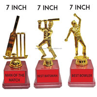 Trophée de cricket en métal moulé sous pression et gravé au laser de 7 pouces pour le Meilleur Joueur de la Partie et le Meilleur Lanceur - Récompense sportive personnalisable