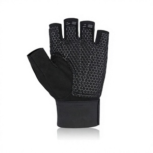 ATTIRELY SPORTS Half Finger <b>Leather</b> Fitness <b>Gloves</b> Breathable Non-Slip Adjustable Hook Loop Wrist Strap Gym Weight Lifting - Product Image 5