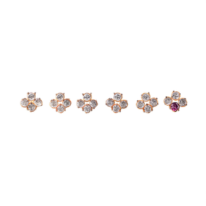 Orecchini a clip Zivon Fashion con cinque fiori e diamanti, set singolo per donna - Product Image 2