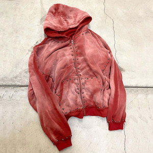 Sweat à capuche oversize pour homme, style punk, noir, fermeture éclair, décoré de strass, en molleton polyester/coton, coupe classique, hiver - Product Image 3