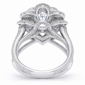 Anillo de Lujo con Halo de Diamantes en Plata 925, Diseño Multicapa con Pavé y Banda Dividida, Diamante Cultivado en Laboratorio, Personalizable - Product Image 6