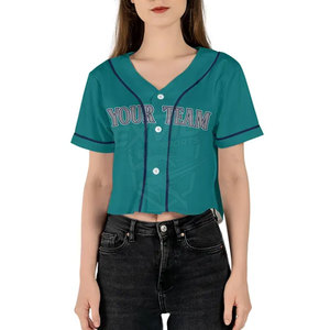 Private Label Women Crop Top Jersey Custom Size 100% Polyester Made Women Sports Wear Baseball Crop Top - Product Image 2
