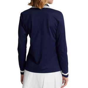 Ensemble de golf bleu marine pour femme : Polo à manches longues et jupe blanche – Tenue de sport athlétique pour le golf, le tennis et les loisirs - Product Image 2