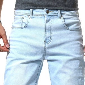 Jeans en denim bleu ciel clair teint sur mesure, coupe slim, design tendance 2023, qualité supérieure, pour hommes, vêtements décontractés - Product Image 4