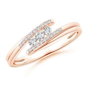 Anillo de Lujo con Tres Diamantes Cultivados en Laboratorio, Corte Brillante, con Detalles Pavé, en Oro de 10K, 14K, 18K, Plata 925, 935, Moderno, para Aniversario o Compromiso - Product Image 2