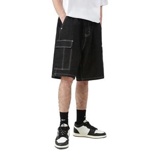 Pantalones Cortos de Mezclilla Holgados Estilo Hiphop para Hombre, Pantalones Cortos de Algodón de 5 Pulgadas, Pantalones Cortos Cargo de Mezclilla para Hombre - Product Image 2