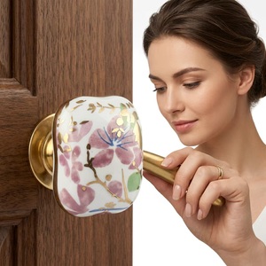 Poignée de porte en céramique traditionnelle avec insert en porcelaine, design moderne, pour armoire de chambre, tiroir, meubles, réglable, durable, pour cuisine - Product Image 4