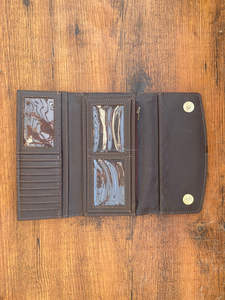 Nouveau design usiné à la main sculpture portefeuille en cuir pochette coque de téléphone carte élégant couleur Turquoise portefeuille multi-usages cuir occidental - Product Image 6