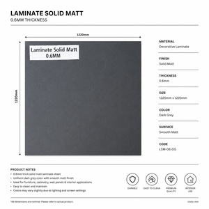 พื้นลามิเนต OSIS รุ่น Solid Matt 2026 กำลังเป็นที่นิยม หนา 0.6 มม. ทนทาน ทนความร้อน เหมาะสำหรับปูพื้นห้องครัว ดีไซน์มินิมอล - Product Image 4