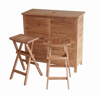 Nouvelle arrivée, table de bar pliable moderne en teck massif naturel avec rangement pour le jardin