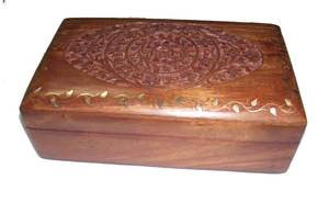 Brass Inlay Design Eco-Friendly Wooden Storage <b>Box</b> (8" X 5" X 2.5") Handcrafted Wall-Mounted Decorative for Jewelry <b>Keepsakes</b> - Product Image 2
